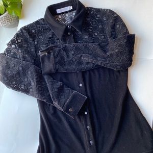 Anne Fontaine velvet button down collar shirt